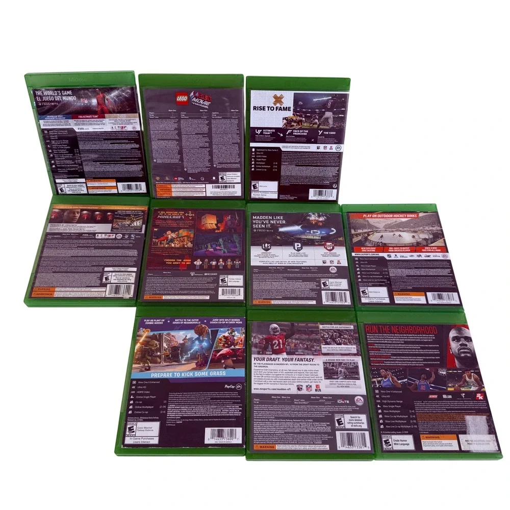 Xbox One Game Lot 10 Games FIFA Madden Minecraft LEGO Movie NHL NBA 2K18 CIB‎